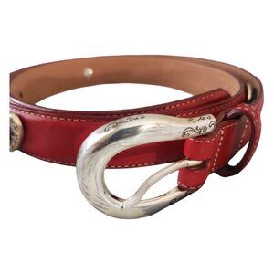 Brighton Red Heart Embellished Leather Belt